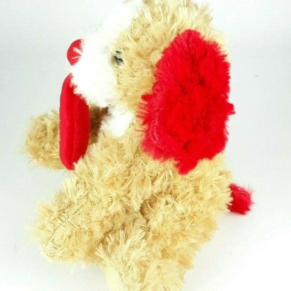 8″ Plush Puppy Dog Brown Red Heart Ears - Picture 2 of 8